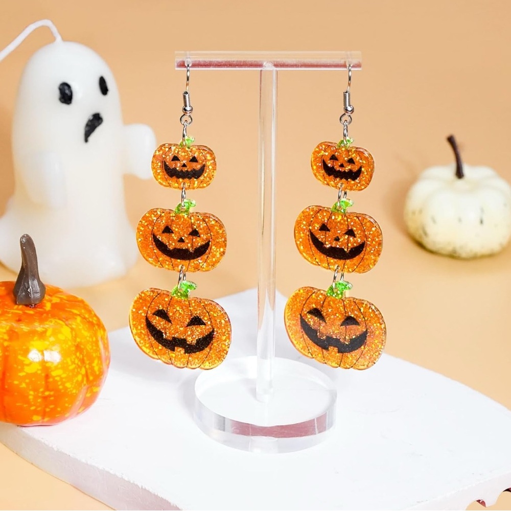 Pumpkin Dangle Earrings - Picture 7 of 7